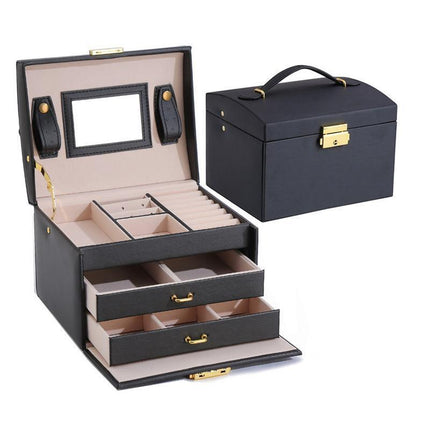 Jewellery Box Organizer Case Holder Storage Earring Ring Jewelry Display Leather - Aimall