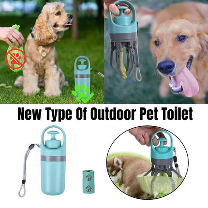 Portable Pet Waste Pick-up Shovel Six-claw Excrement Clip with Bag Dispenser