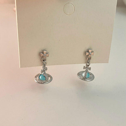 Elegant 3D Saturn Earrings for Women Unique Transparent Niche Design Jewelry