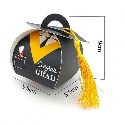 50 Pcs Graduation Cap Candy Box Striped Bachelor Doctor Party Gift Carton