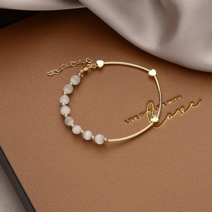 Stylish Crystal Pearl Flower Bracelet Party Accessories Charm Chain Jewellery - Aimall