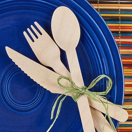 Eco-Friendly Wooden Cutlery Spoon Knives Fork Teaspoon utensils Party Home - Aimall