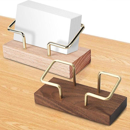 Business Card Holder Organizer Desk Display Stand Wooden Card Storage Box