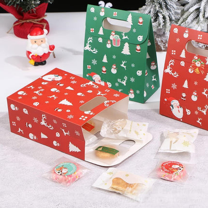 50PCSChristmas Candy Biscuit Packaging Box Gift Bag Baking Hand Treats