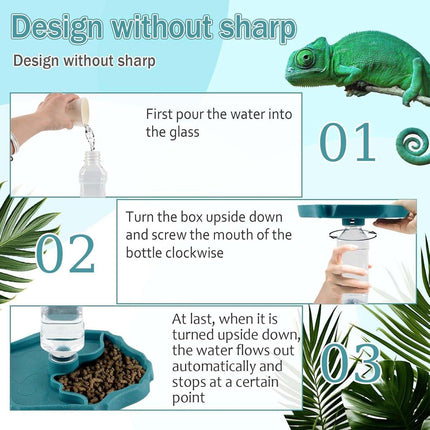 2in1 Reptile Pet Drinker Feeder Water and Food Bowl for Lizard Snake Tortoise