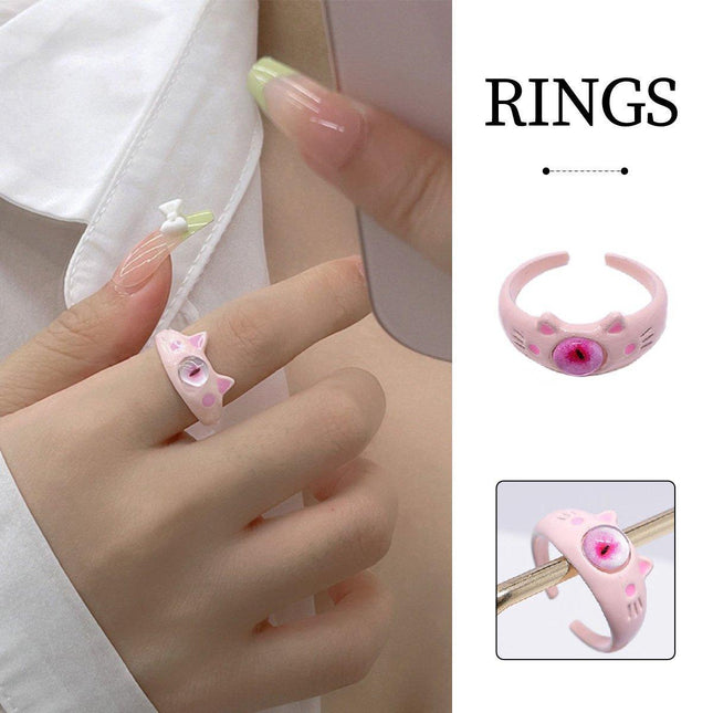 Pink Little Monster Open Ring Women's Cute Celebrant Sweet Ring