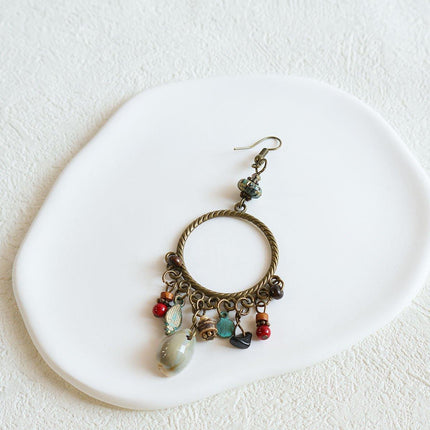 Bohemian Geometric Dreamcatcher Tassel Earrings Stylish Women Fashion Jewelry