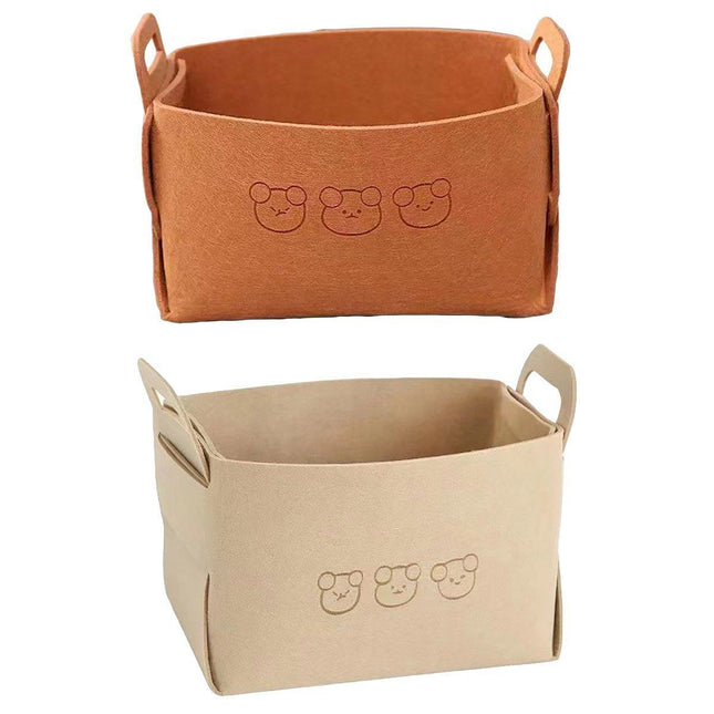 2pcs Felt Storage Basket Foldable Large Bear Basket Car Boot Basket for Dirty