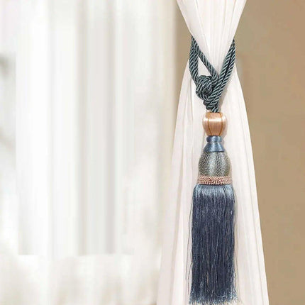 1pair Curtain Tiebacks Hanging Balls Tassel Rope Decorative Curtain Holders