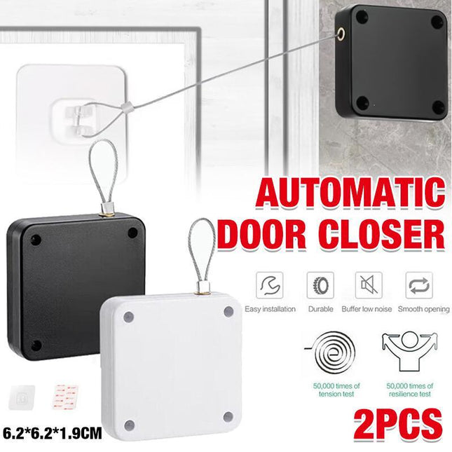 2x Punch-free Automatic Door Closer Sensor Auto for Home Kitchen Door Security - Aimall