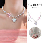 Pink Pentagram Love Pendant Necklace Sweet Jewellery Women Girls Cute Gift