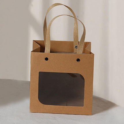 Square Paper Bags Standard Kraft Material Sturdy Multipurpose Available 3 Sizes
