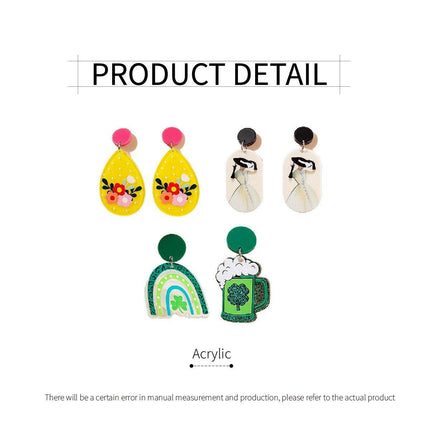 Coloured Geometric Acrylic Stud Earrings Trendy Fashion Jewelry Accessories