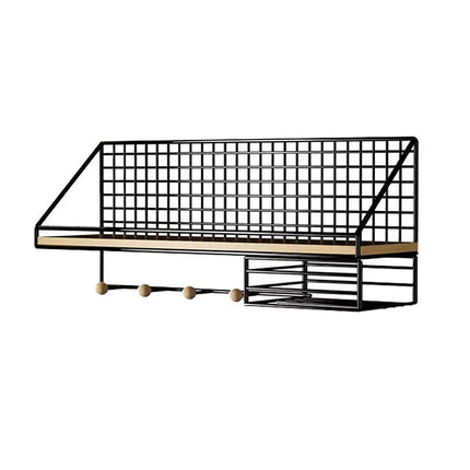 No-Punch Wall Mounted Iron Storage Rack Hanging Shelf for Home Organisation