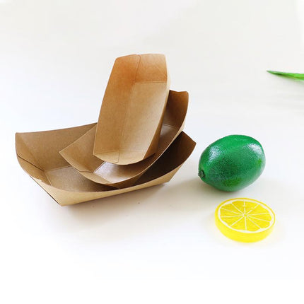Kraft Paper Boat Tray Biodegradable Multi Size Serving Food Safe Fries Rice Deli Aimall