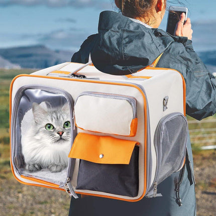 Large Capacity Cat Dog Backpack Outdoor Portable Pet Carrier Canvas Travel Bag
