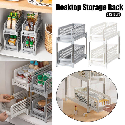 Bathroom Kitchen Sink Storage Rack Drawer Plastic Shelf Seasoning Holder