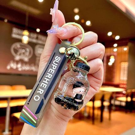 Bottle Star Liquid Keyring Quicksand Acrylic Keychain Car Keychain Key Ring Gift - Aimall