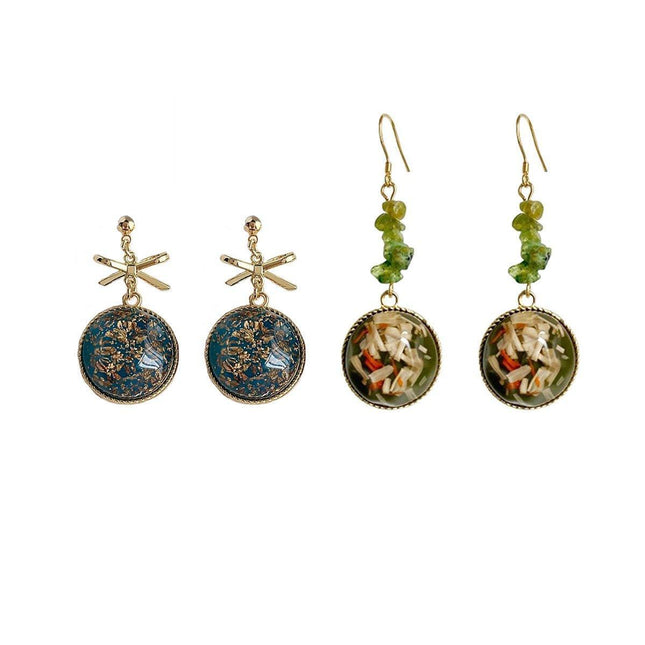 Natural Stone Earrings for Women Simple Vintage Dangle Drop Fashion Jewellery