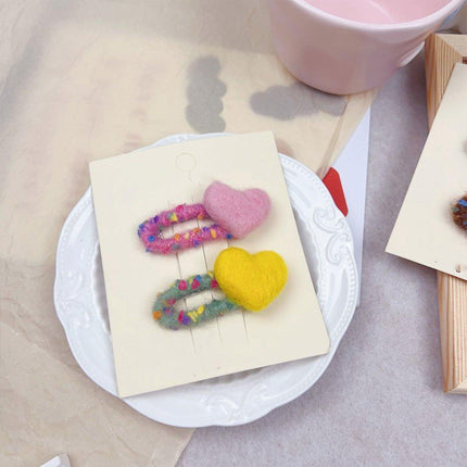 Dopamine Wool Felt Heart Hairpin Cute Plush Hair Clip Fashion Accessories