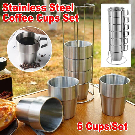 6pcs Stainless Steel Coffee Mugs Durable Insulated Drinkware for Hot Beverages