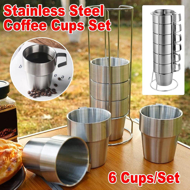 6pcs Stainless Steel Coffee Mugs Durable Insulated Drinkware for Hot Beverages
