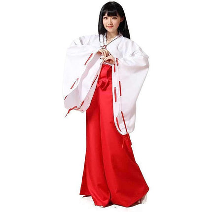 Anime Inuyasha Kikyou Witch Kimono Dress Cosplay Halloween Costume Complete Set AU - Aimall
