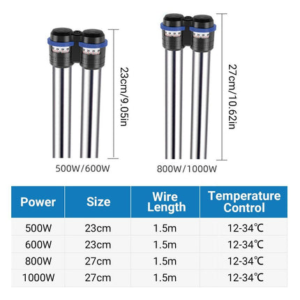 4Power Level Stainless Steel Aquarium Heater Energy Saving Fish Tank Heating Rod