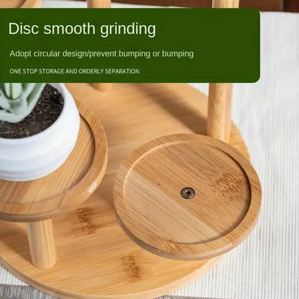 Round Tabletop Flower Stand Balcony Storage Shelf Display Rack Indoor Outdoor