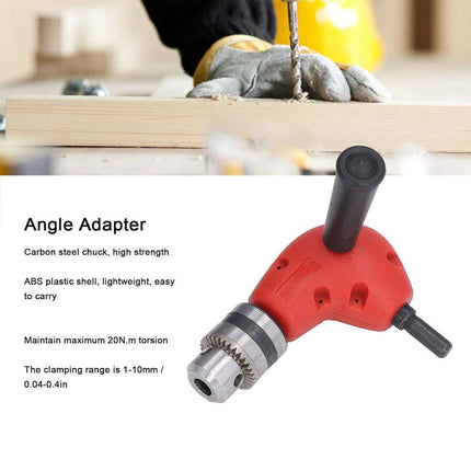 90° Degree Right Angle Drill Attachment 1/4" Drive Adapter with Chuck Key Tools - Aimall