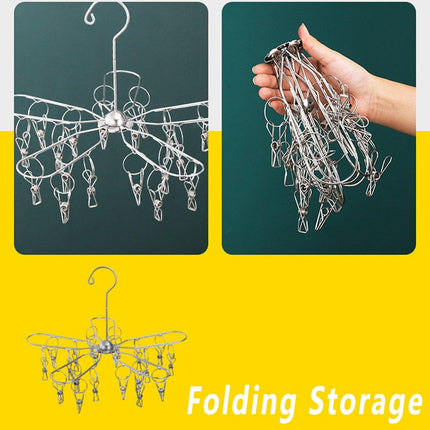 20 Clips Stainless Steel Sock Drying Rack Home Laundry Clothes Clip Hanger