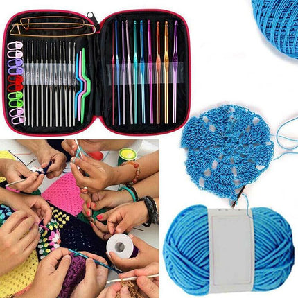 50PCS Hooks Set Crochet Sewing Tools Knitting Needles Aluminum DIY Weave Craft - Aimall
