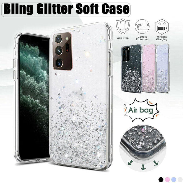 For Samsung Galaxy S20 FE S21 Ultra S20 Shockproof Bling Glitter Soft Case Pink - Aimall