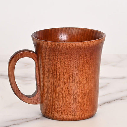 260ml Large Wooden Mug Round Solid Tea Cup Wooden Mugs for Coffee and Tea