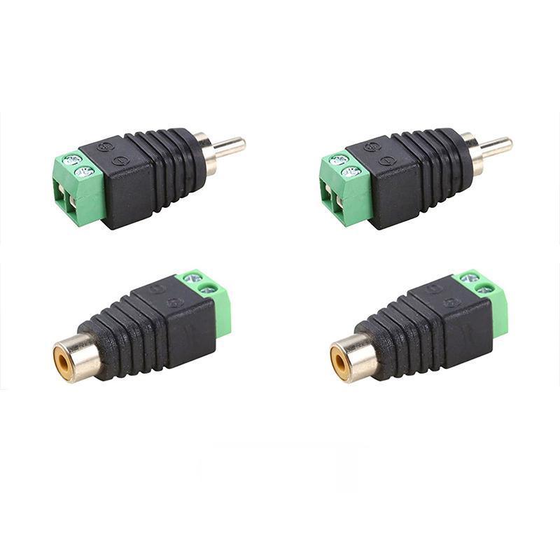 2/4 Pair Speaker Wire cable to female & male RCA Adapter Connector Jack Plug LED - Aimall