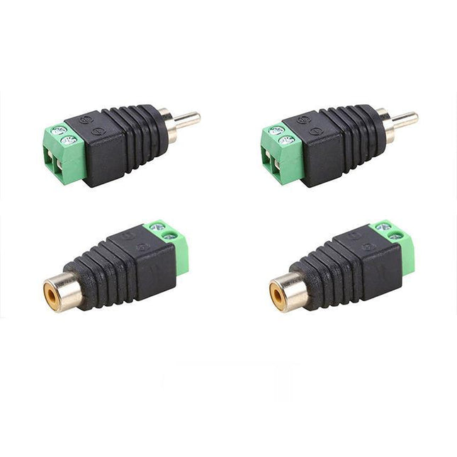 2/4 Pair Speaker Wire cable to female & male RCA Adapter Connector Jack Plug LED - Aimall
