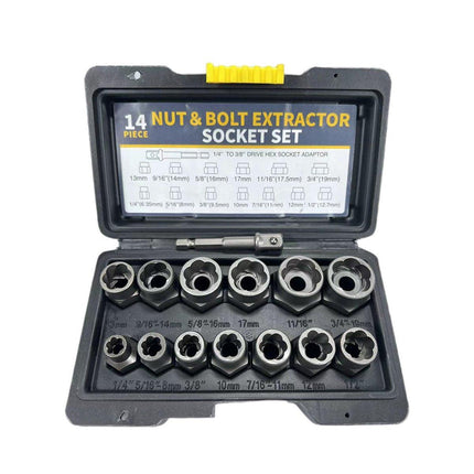 15pcs Impact Damaged Bolt Nut Screw Remover Tool Kit Socket Threading Extractor