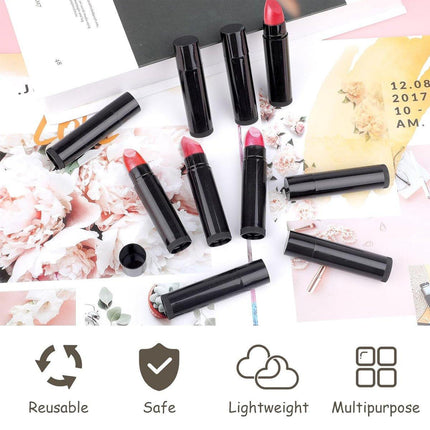 50pcs Lip Glaze Tubes Round Refillable PP Material Lip Balm Containers Red Tube