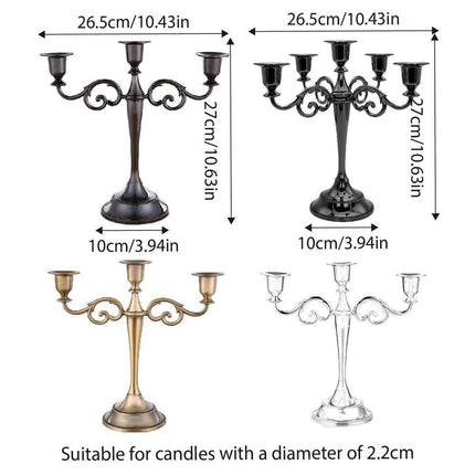 3/5 Arms Alloy Candle Holder Stand Candlesticks Candelabra Wedding Home Decor