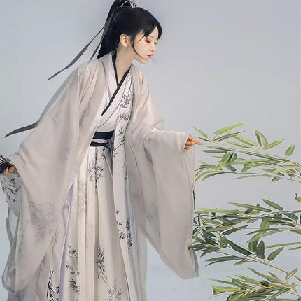 Hanfu Dress Women Ancient Chinese Traditional Fairy White Bamboo Costume Summer - Aimall