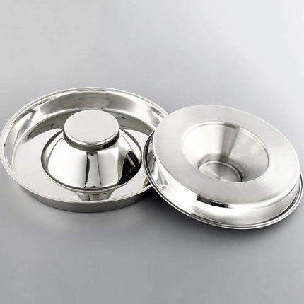 2pcs Stainless Steel Dog Cat Slow Feeder Pet Food Bowl Non-Slip Stop Eating Dish