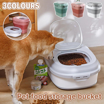 Folding Rice Flour Grain Bucket Moisture Insect Proof Large Storage Pet Dog - Aimall