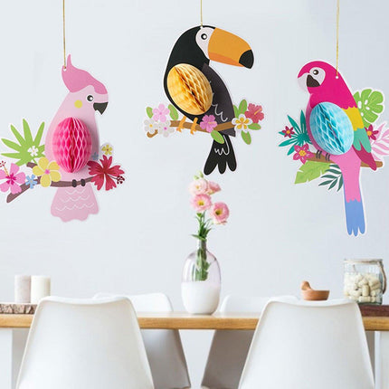 6/9/12pcs Parrot Charm Party Decoration Props Tropical Theme Decor Accessories
