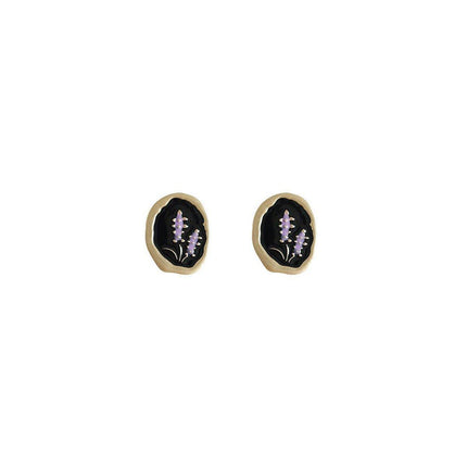Vintage Black Stud Earrings Women Retro Style Dripping Oil Fashion Jewelry