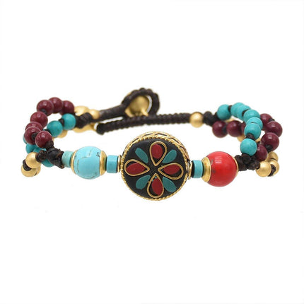 Ethnic Style Handmade Bracelet Color Stone Sky Bead Fashion Round Bead Bracelet