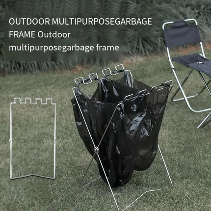 Outdoor Portable Folding Trash Bag Holder Rack for Home Kitchen and Camping Use