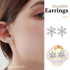 Zircon Snowflake Christmas Earrings Studs Winter Jewelry for Women and Girls