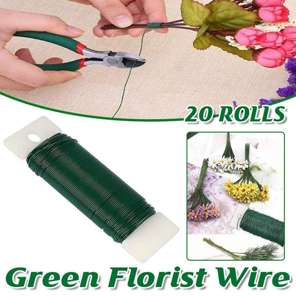 20Rolls Green Galvanized Binding Wire Soft Crafting Wire Christmas Decoration