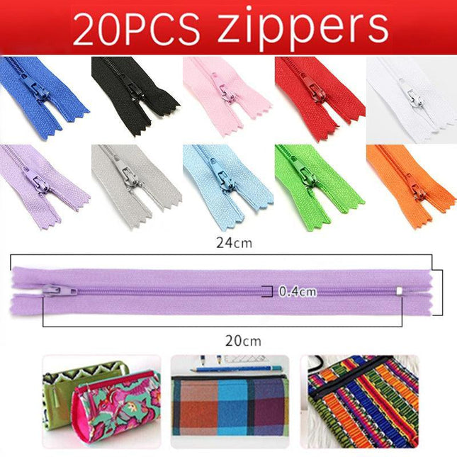 20PCS Closed End Nylon Zippers Tailor Sewer DIY Craft Sewing 20CM NEW - Aimall