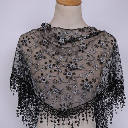 3pcs Floral Lace Tricot Veil Women Scarf Headscarf Soft Lightweight Accessories